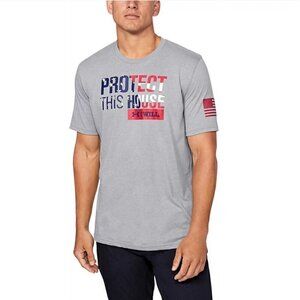 Under Armour Gray Freedom PROTECT THIS HOUSE red, white, blue t-shirt, M